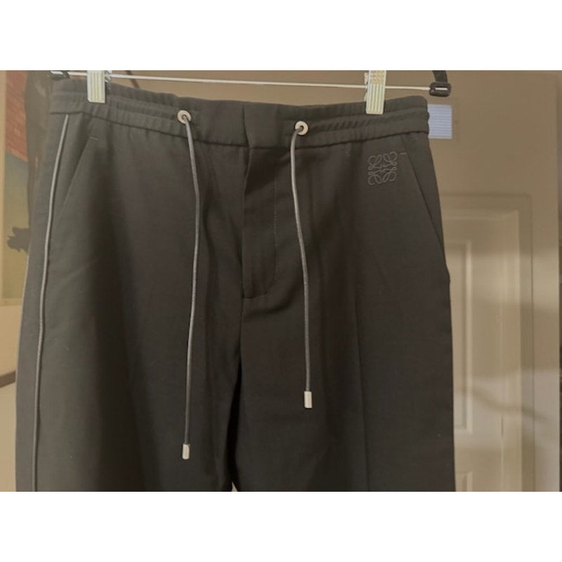 Men's Loewe NWT Black Piped-Trim Wool Track Pants Size 50