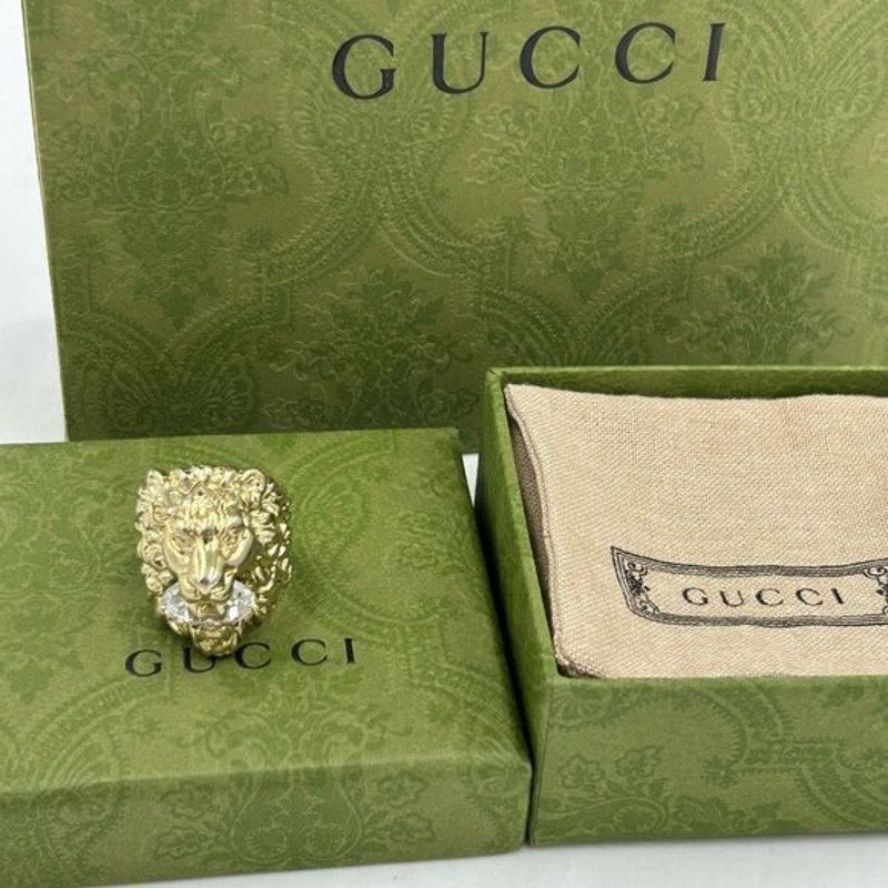 Men’s Gucci, Lionhead crystal motif ring size 10 made in Italy