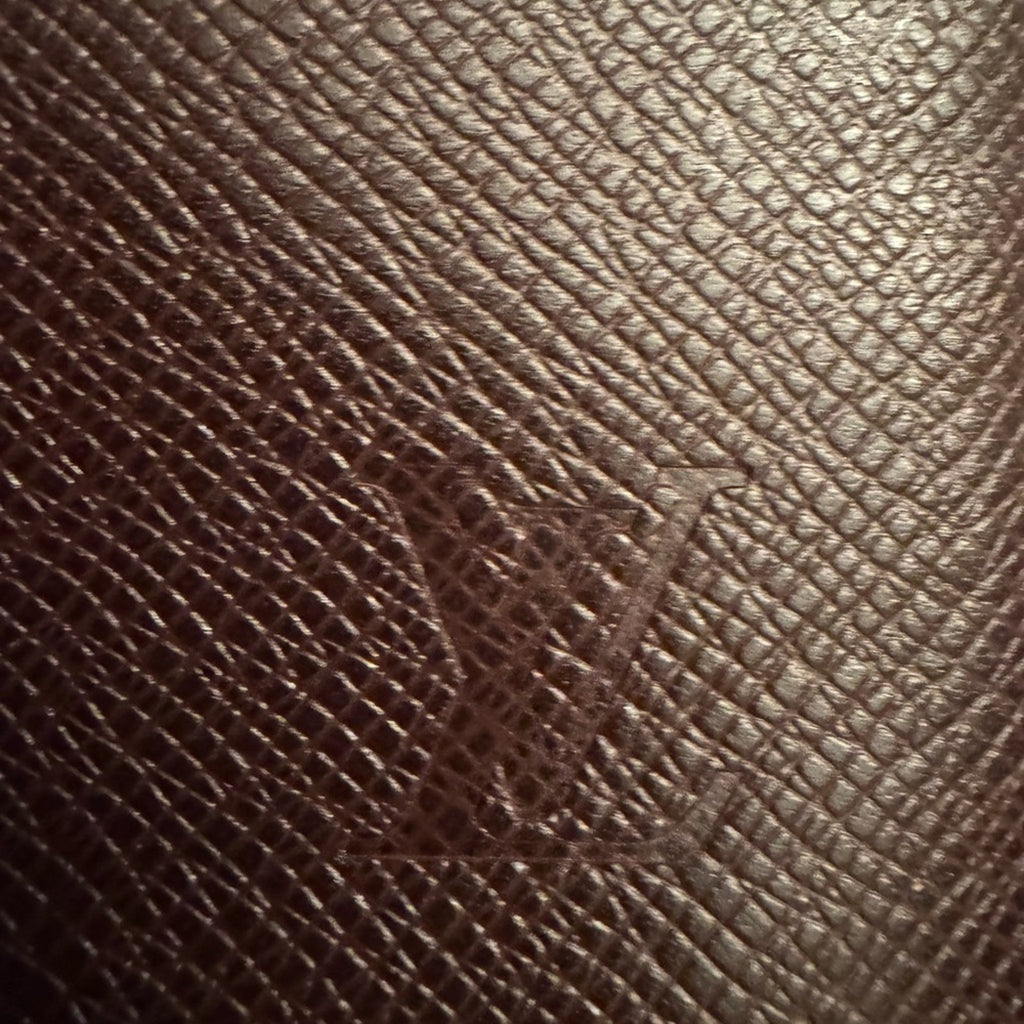 Louis Vuitton Taiga plum brown leather portfolio w/gold front snap or a clutch