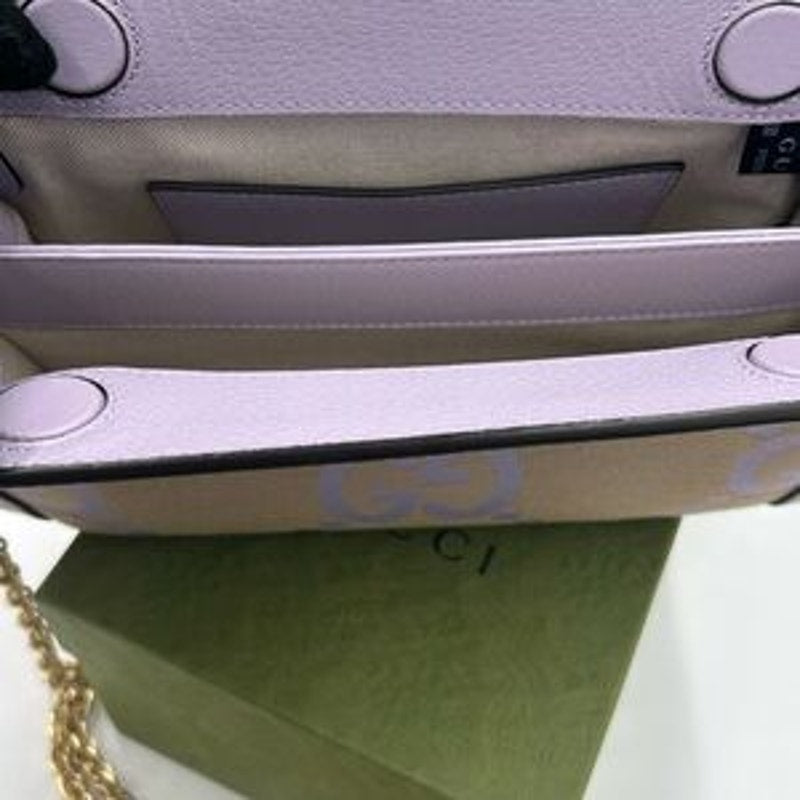 Gucci women's Ophedia jumbo GG canvas, shoulder bag with gold tone chain strap