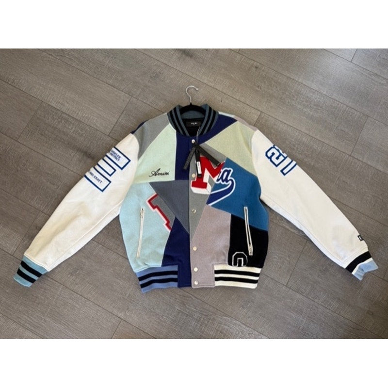 AMIRI Patchwork Leather & Wool Varsity Jacket – NWT – IT 52
