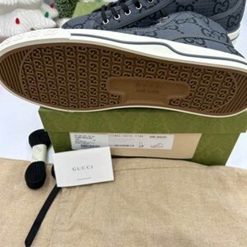 Gucci Men's tennis 1977 Black and Gray High-Top Sneakers size 11 made in Italy