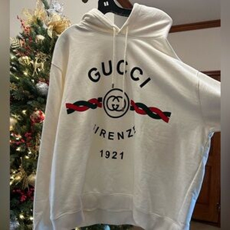 Men's Gucci FIRENZE 1921 cotton hoodie interlocking G/web stripe size XXXL