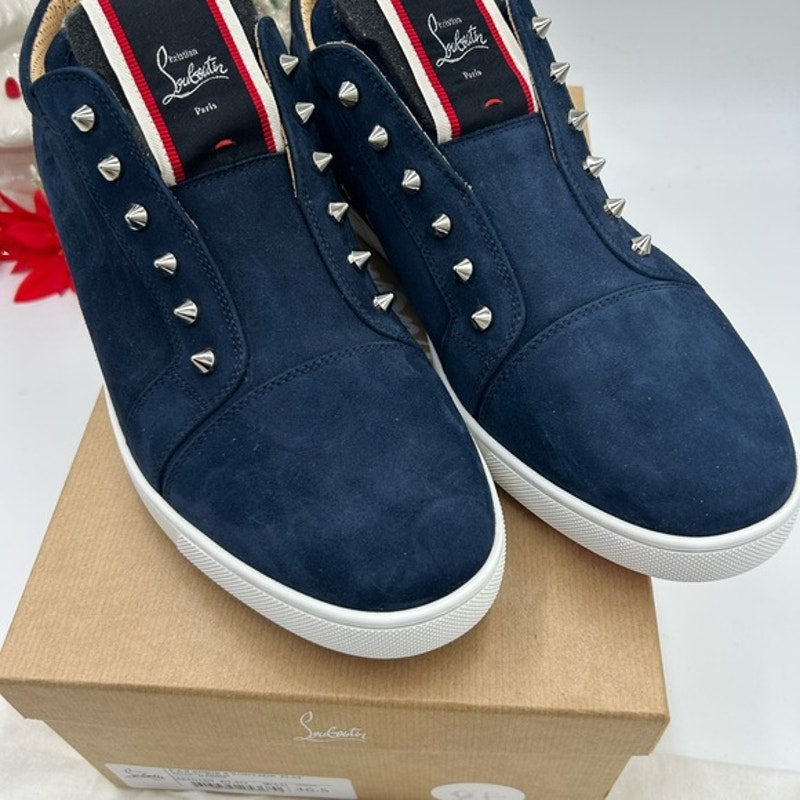 Christian Louboutin Men's F. A. V. Fique Navy Studded Sneakers