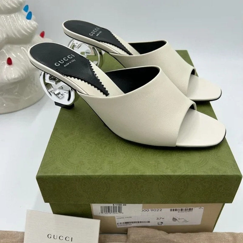 Women's Gucci interlocking G leather sandal size 37.5 made in Italy