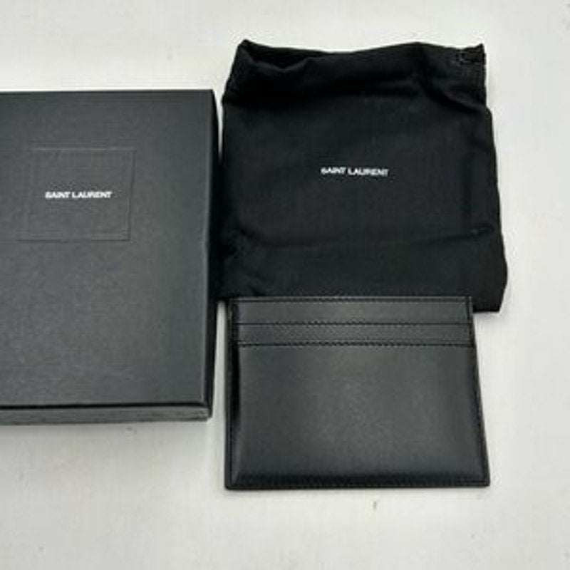 Saint Laurent Paris, credit card case in smooth black leather made in Italy