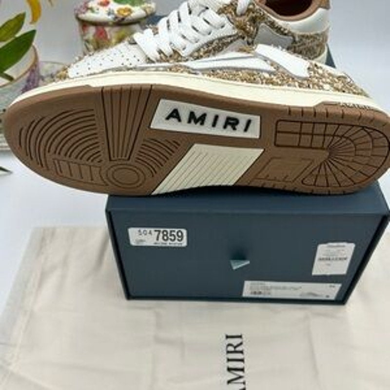 Men's AMIRI BOUCLE SKEL low top leather trimmed sneakers size 44