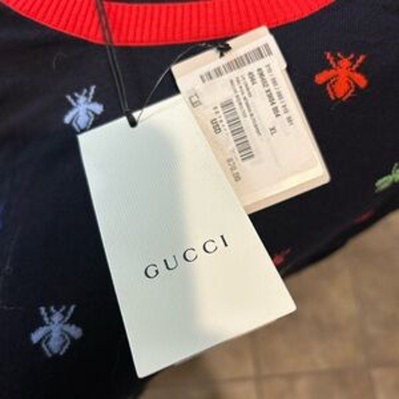 Men's Gucci fine wool intarsia crewneck sweater size XL made in Italy