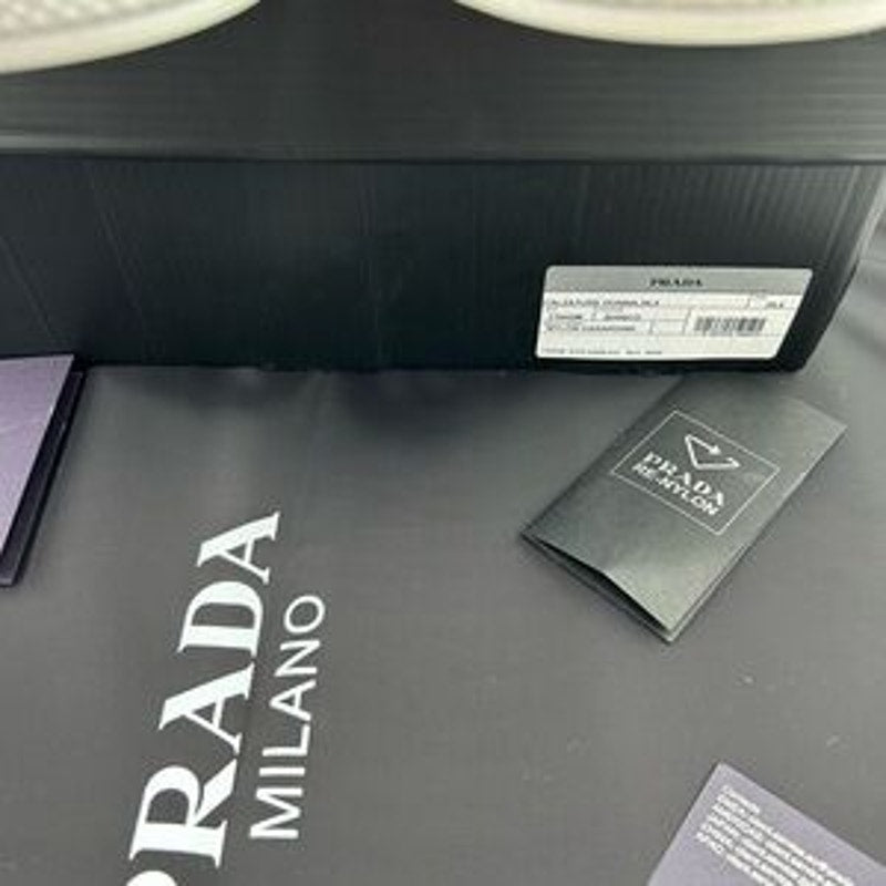 Women's Prada re-nylon leather hightop sneakers size 39.5 made in Italy