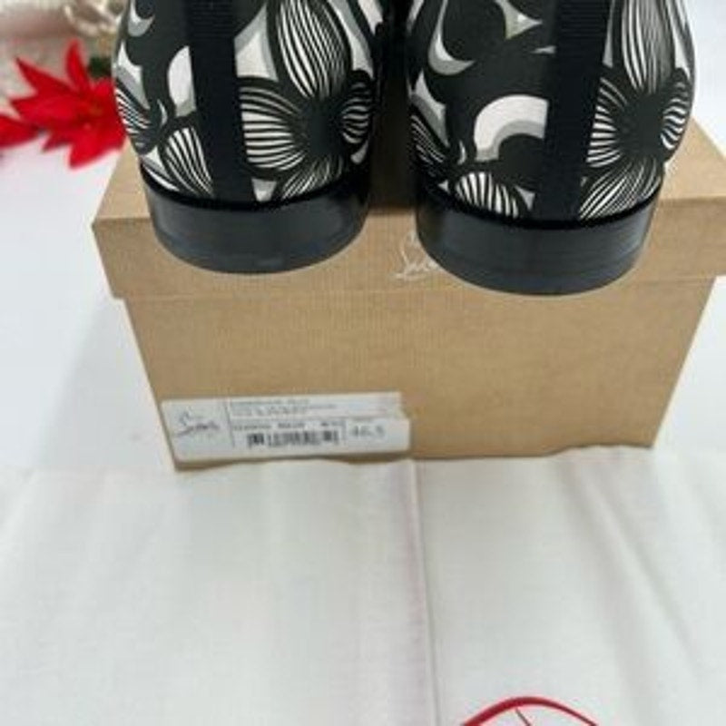 Christian Louboutin Mens dandelion flat black/white loafers size 46.5 Italy