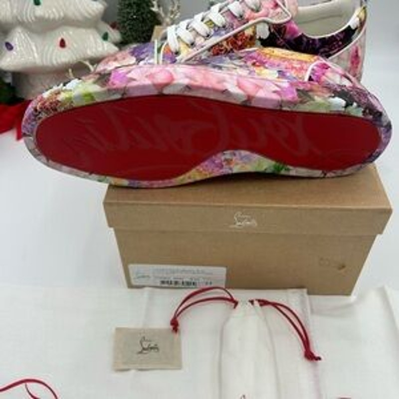 Men's Christian Louboutin Oblato flat low top floral sneakers size 44 made Italy
