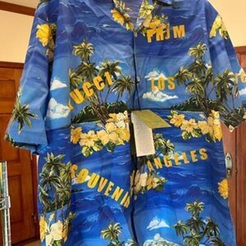 Men’s Gucci palm tree, print bowling shirt size size 56 made in Italy