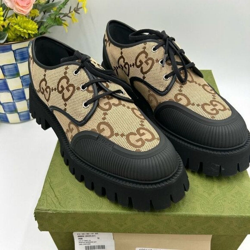 Men’s Gucci, maxi GG Supreme canvas loafers size 12 made in Italy