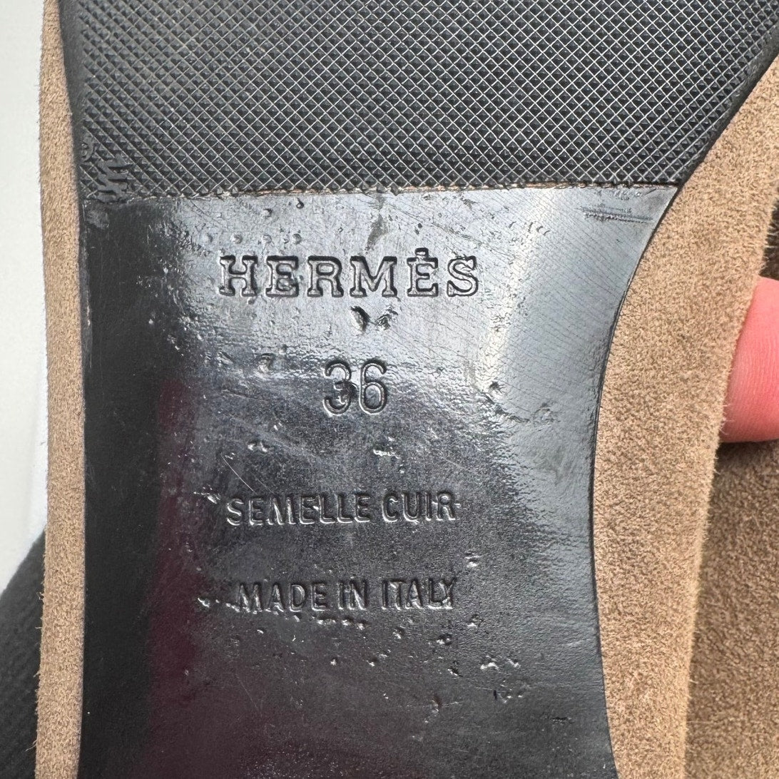 Hermès Women's Olive Tone Suede Flats – Size 36 / US 5.5 Made in Italy