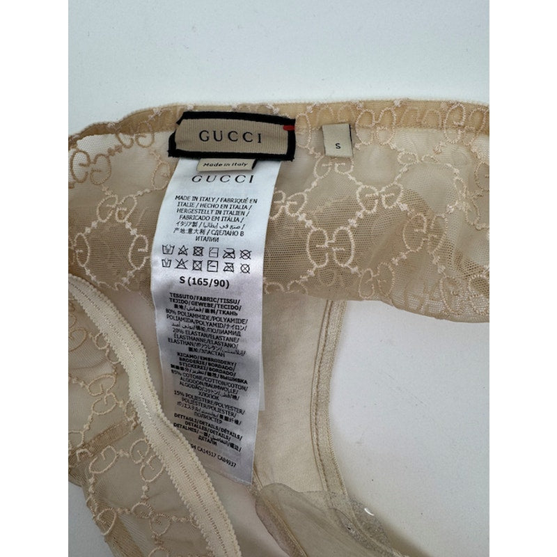 Women's Gucci NWT Cream GG Logo Lace Bra & Briefs Lingerie Set Size S