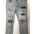 Men's Amiri MX1 Light Indigo Wash Vintage Tee Animation Patch Jeans Size 38