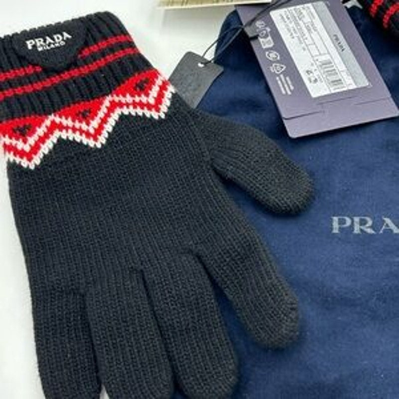 Unisex Prada wool/cashmere knit gloves size large made in Italy
