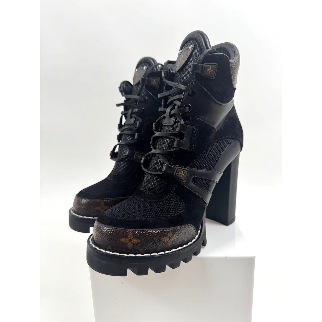 Louis Vuitton Laureate Black Platform High Heel Ankle Boots EU 40 US 9.5