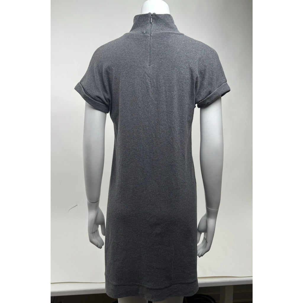 Brunello Cucinelli Grey Knit Mock Turtleneck Mini Dress Size XL Fits Size M