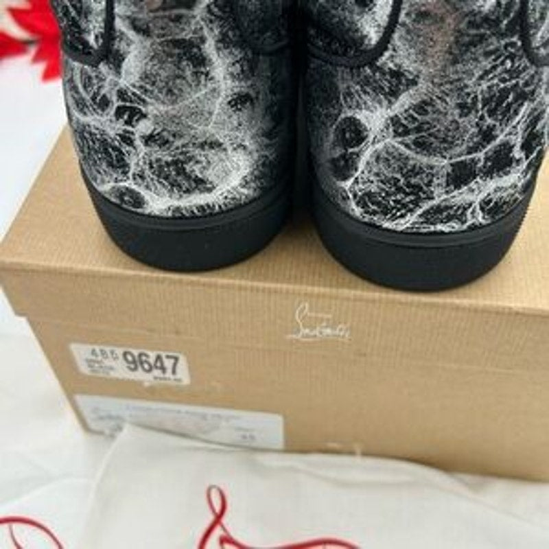Men's Christian Louboutin, Louis Jr, orloto storm print Leather sneakers size 45