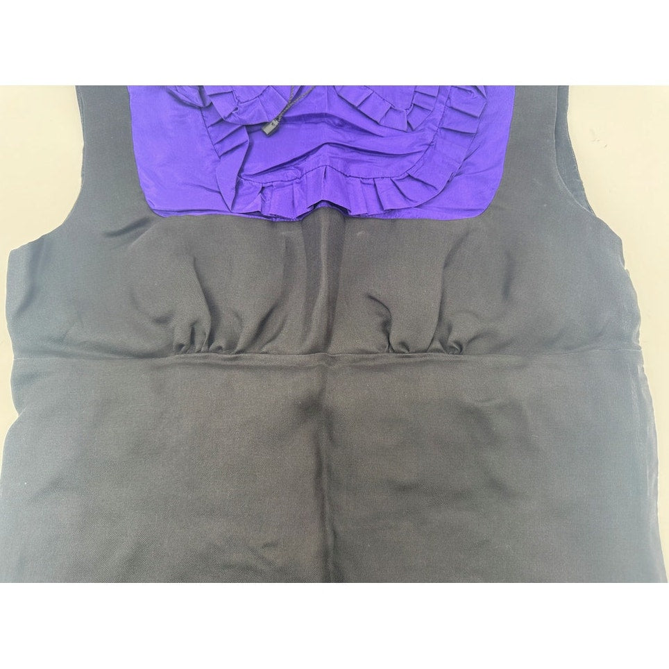 Miu Miu NWOT Black & Purple 100% Silk Ruffle Blouse Size IT 40 / US 4