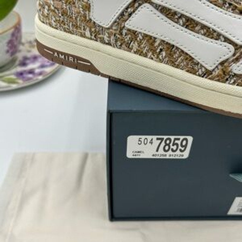 Men's AMIRI BOUCLE SKEL low top leather trimmed sneakers size 44