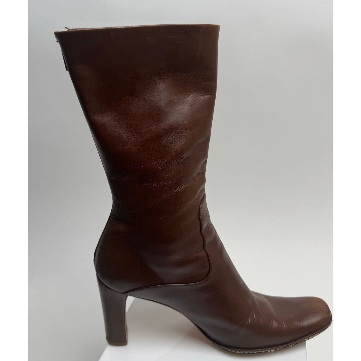 Jil Sander Brown Leather Zip-Up Heel Boots – Size 36 / US 6 – Made in Italy