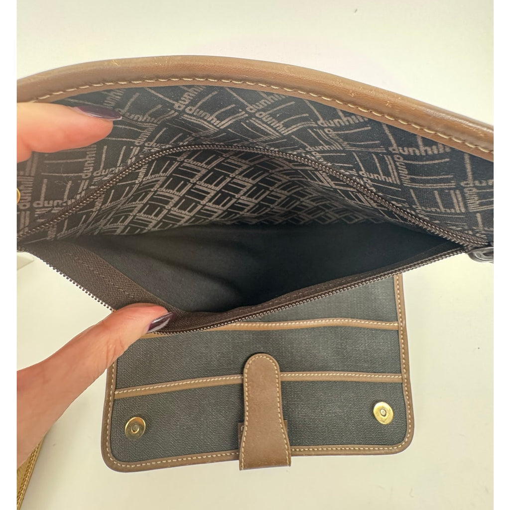 Alfred Dunhill Black & Brown PVC & Leather Clutch / Toiletry Pouch