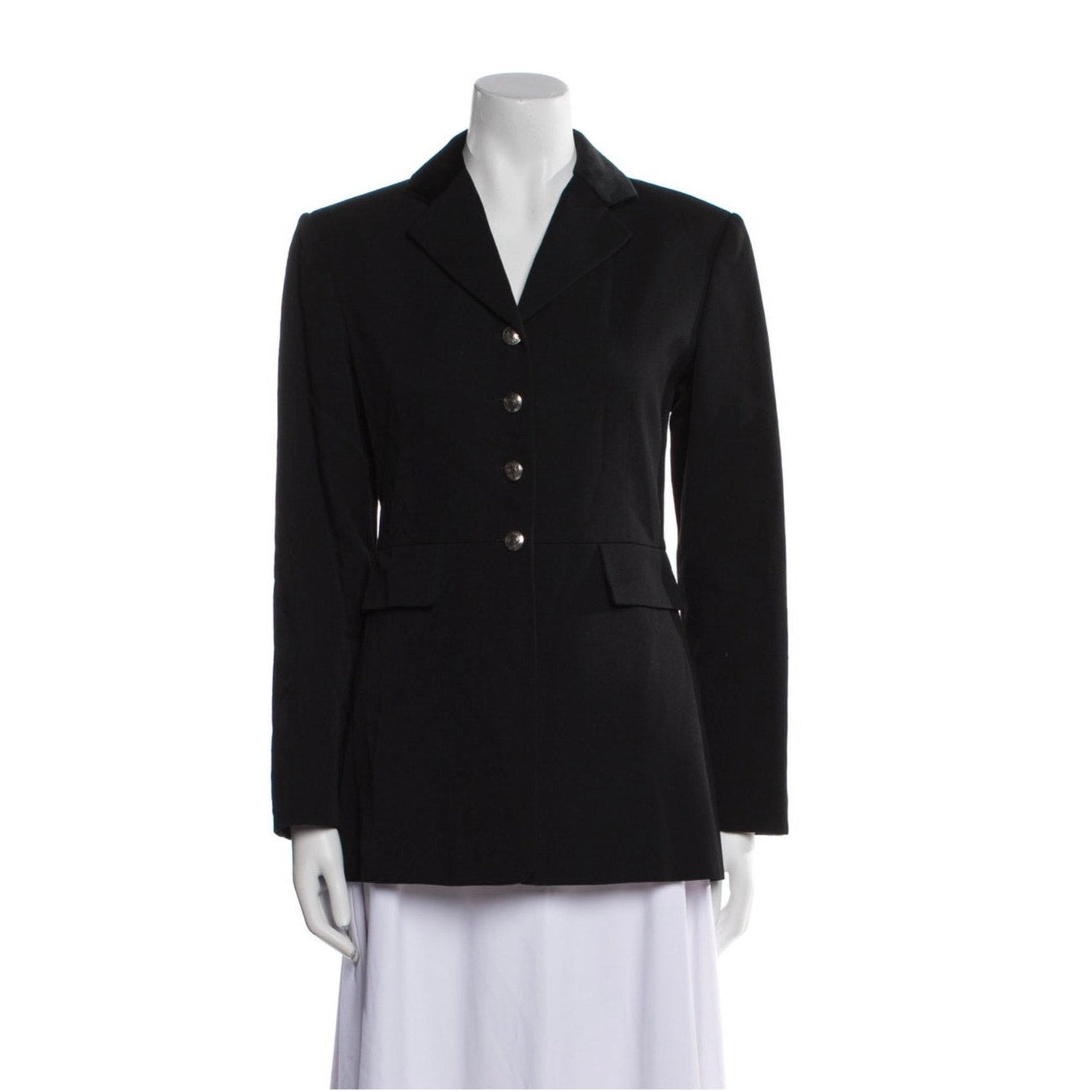 Hermes Women's Black 100% Wool Blazer Jacket Size FR 40 / US 8