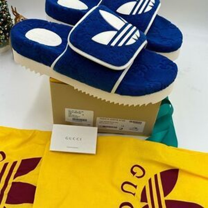 Men’s Gucci X Adidas, slide sandals size 12 made in Italy