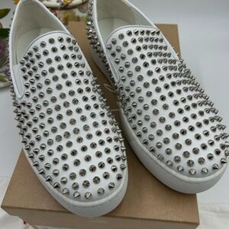 Men's Christian Louboutin roller boat spiked sneakers size 45 made in Italy