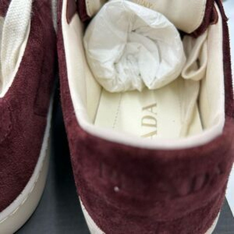 Men's Prada triangle logo suede sneakers size 8.5 US made in Italy