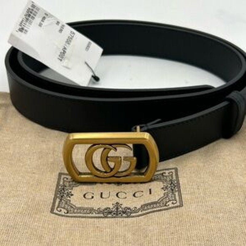 Men's Gucci double G black leather belt size 90 cm/36 inches made in Italy