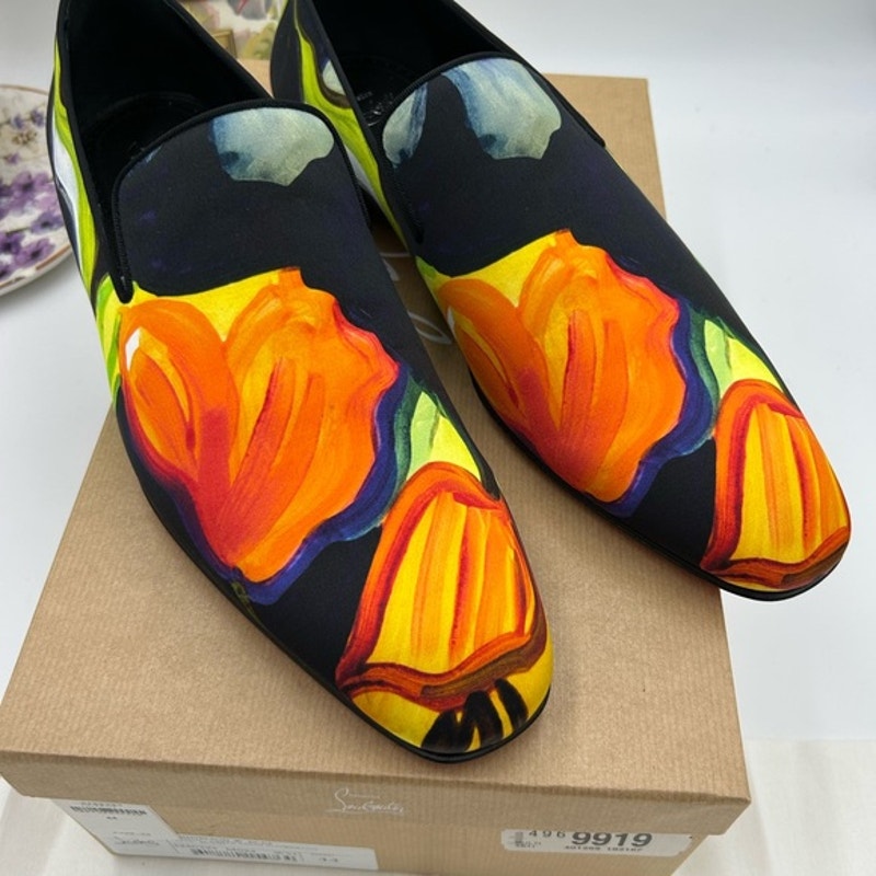 Men's Christian Louboutin dandy chick satin loafer size 44 made in Italy