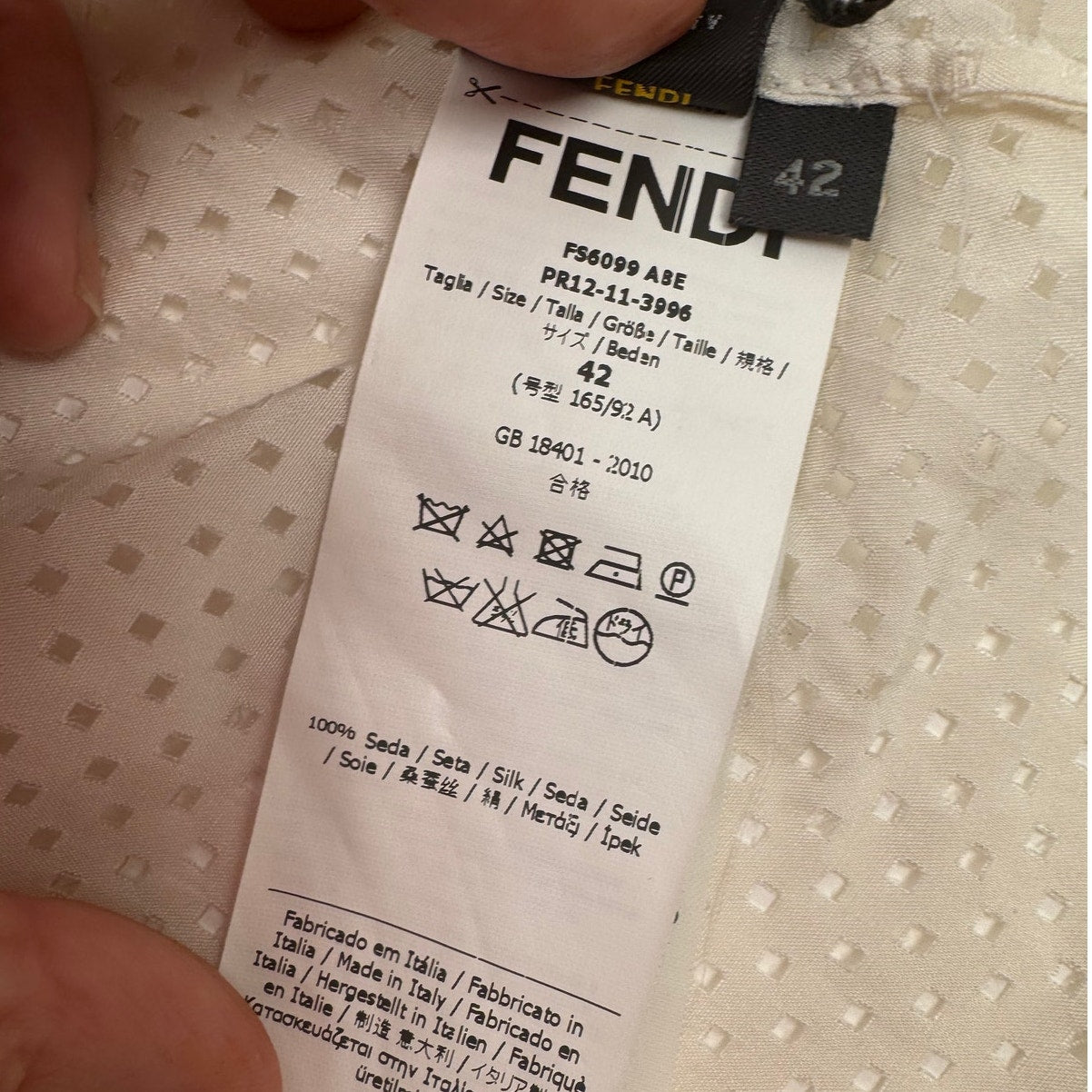 Fendi NWT 100% Silk Button Down Shirt Size IT 42 / US 4