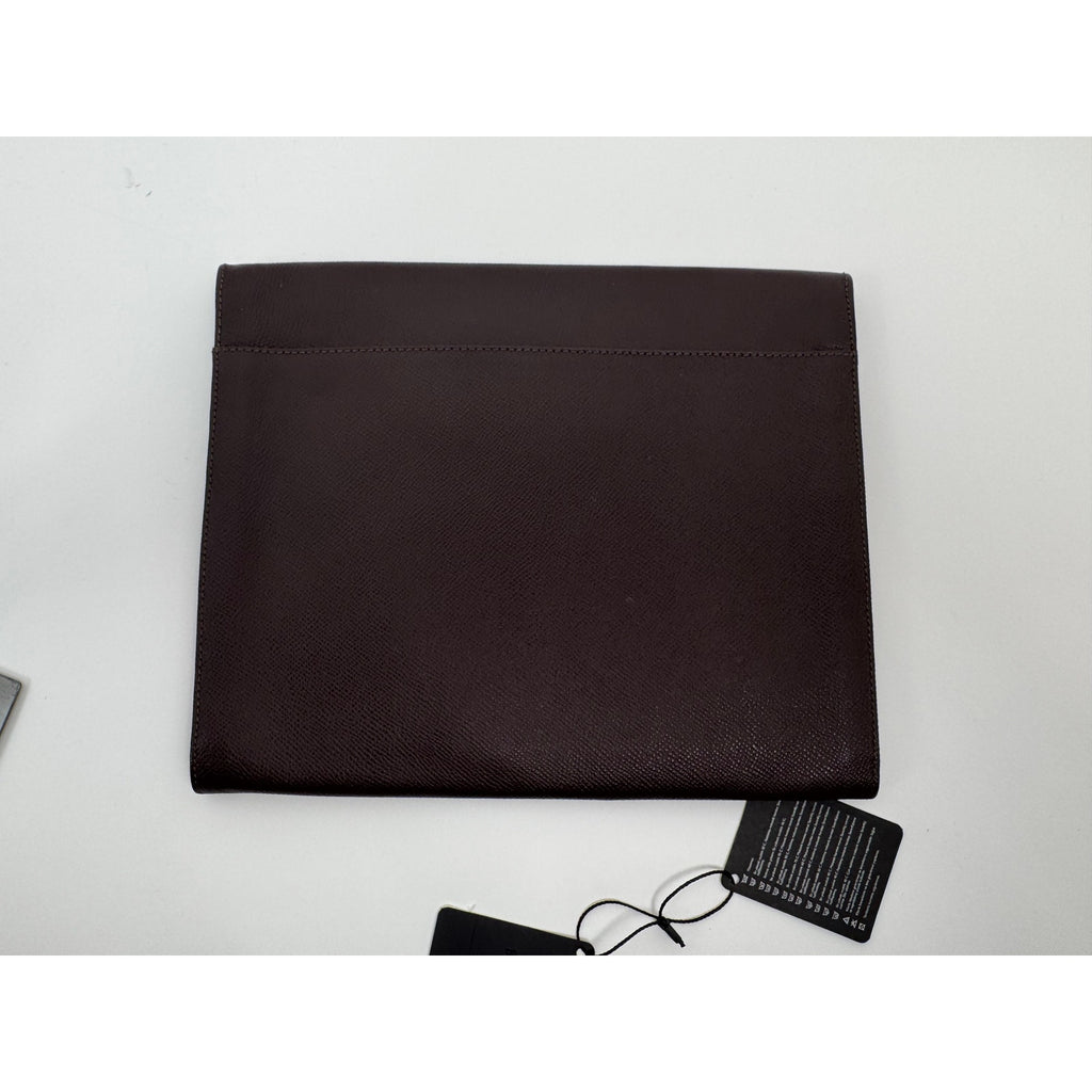 Beymen NWT Plum Taiga Leather Dual Compartment Folio Clutch – 9” x 10.5”