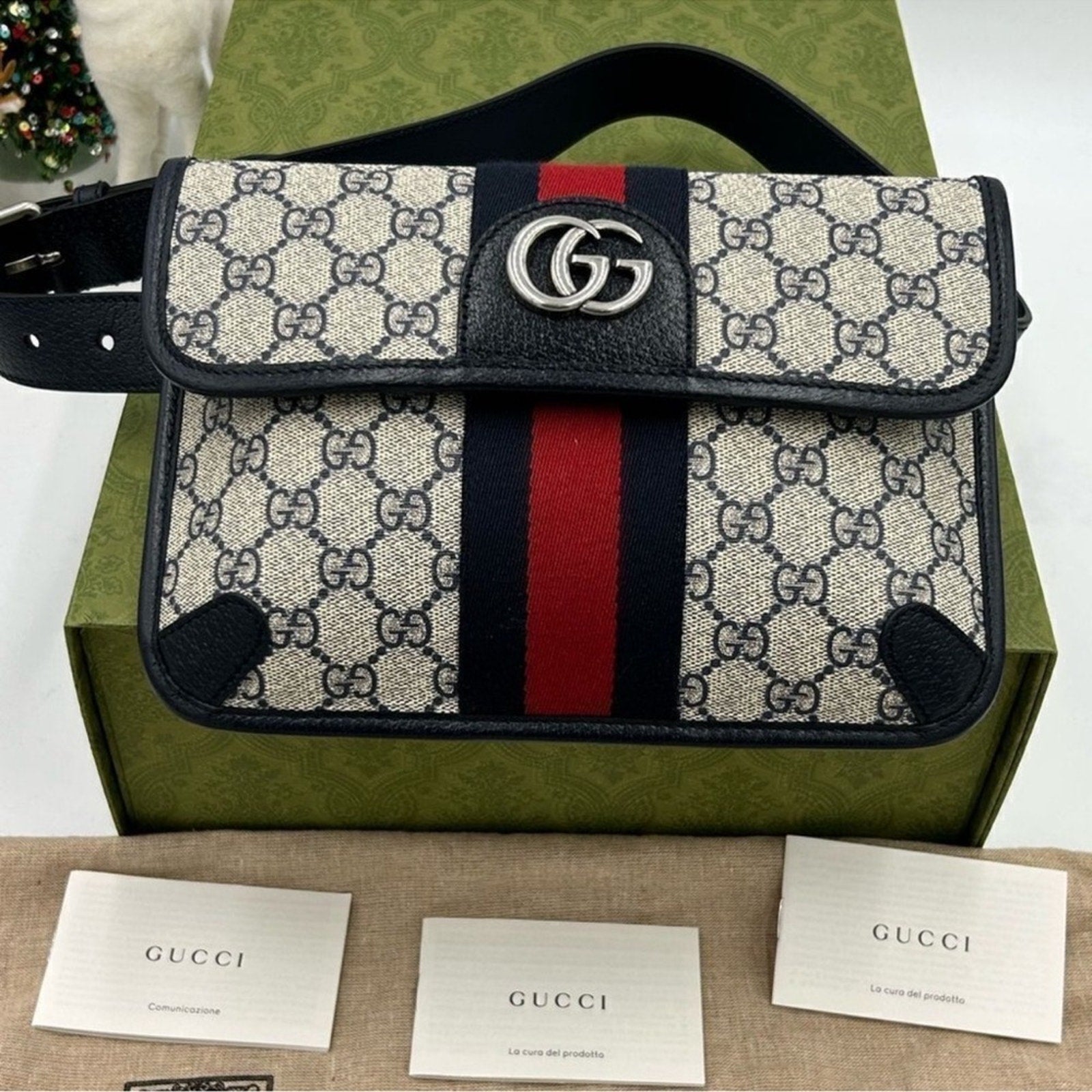 Women's Gucci blue/red Ophedia GG belt bag size 80 cm/32 inches adjustable