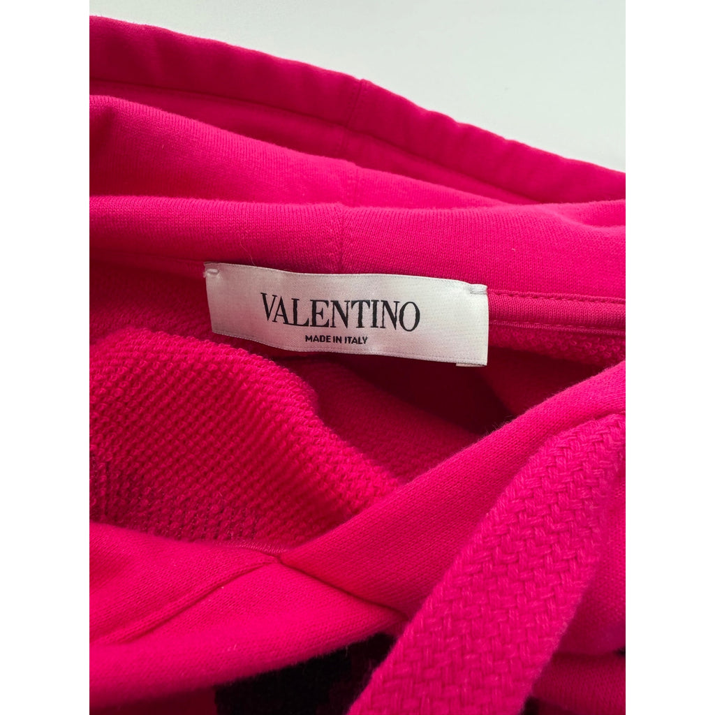 Women’s Valentino Pink V-Logo Sequin Pullover Hoodie – Size S – Runway Style