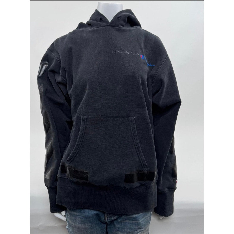 Men's OFF-WHITE × Champion Black Size M Rare Collab Rubber Arrow Hoodie
