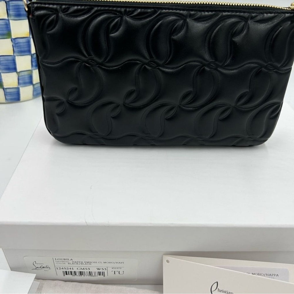 Women's Christian Louboutin shoulder bag CL embossed Napa Leather 
Made in Italy