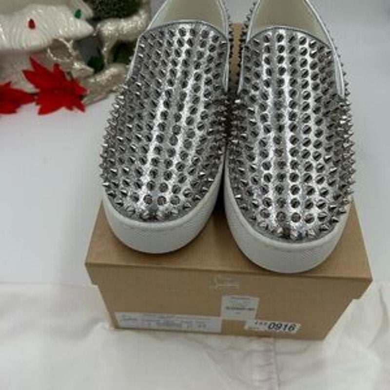 Men's Christian Louboutin roller boat spike slip on sneakers size 42 made Italy