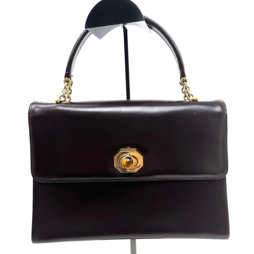 Gucci Vintage Chocolate Brown Leather Gold Chain Handbag