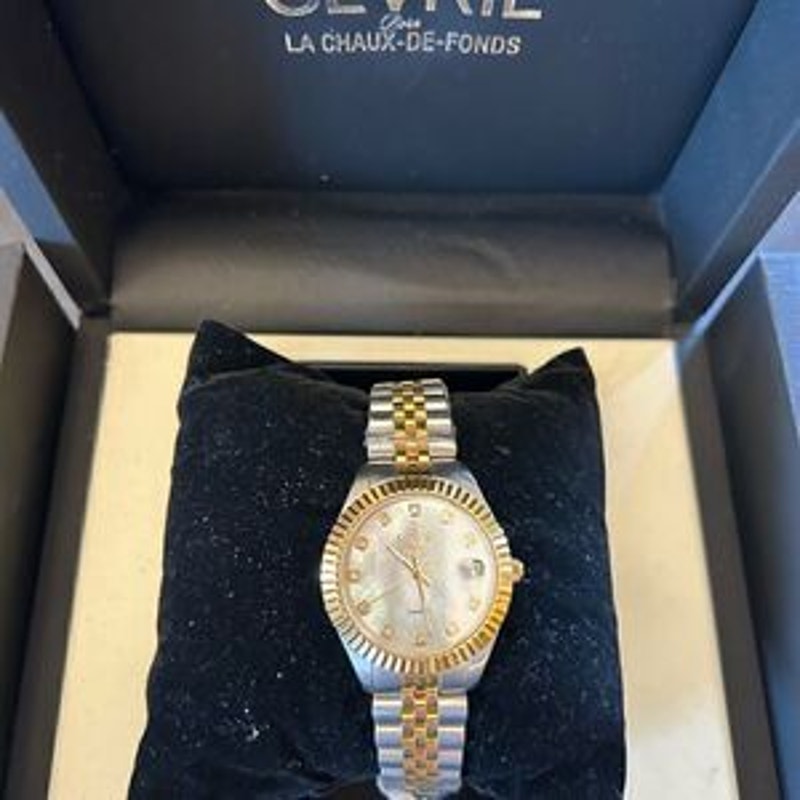 Women’s Gevril stainless steel two tone, mother of pearl face watch Switzerland