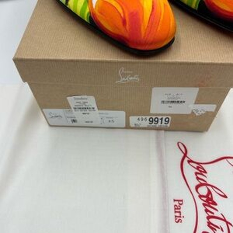 Men's Christian Louboutin, dandy, chick floral satin loafers size 45 made Italy