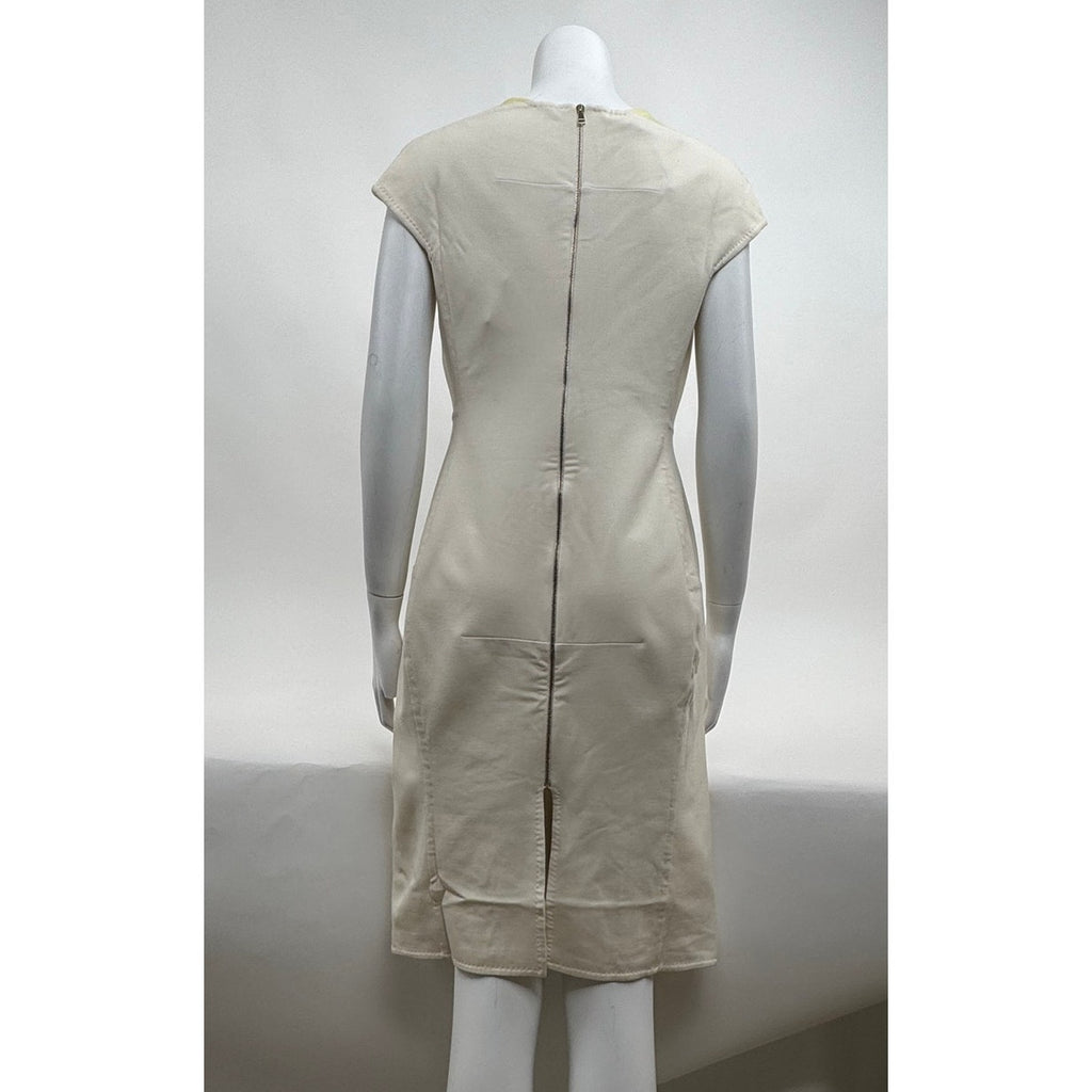 Aquilano Rimondi NWT Cream & Yellow Cap Sleeve Sheath Dress – Size 44