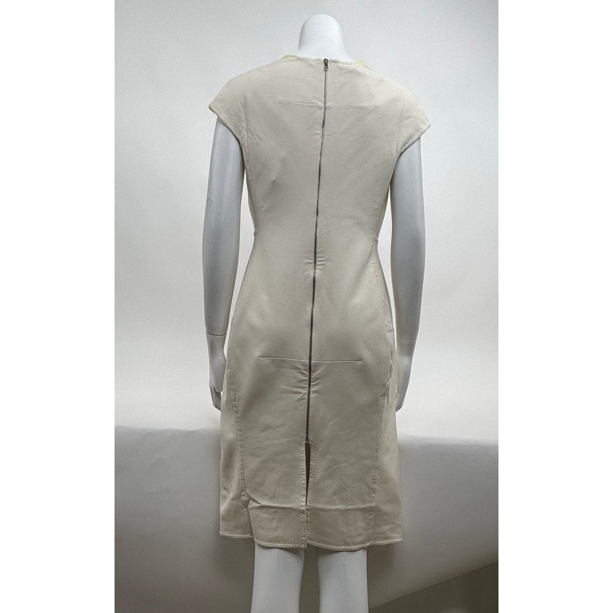 Aquilano Rimondi NWT Cream & Yellow Cap Sleeve Sheath Dress – Size 44