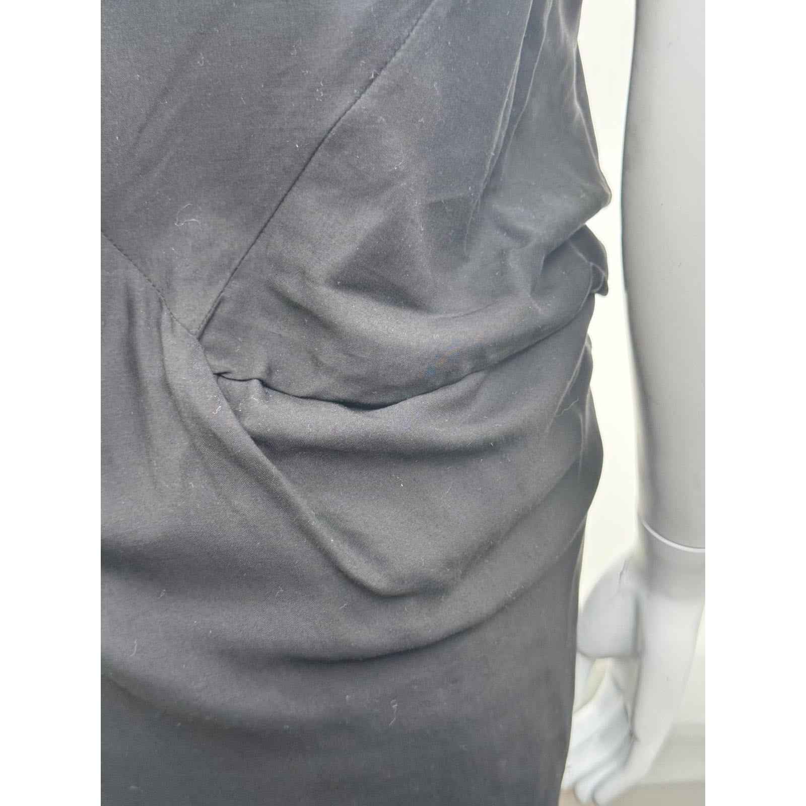Helmut Lang NWT Black Soft Drape Overlap Asymmetrical Hem Blouse Size L