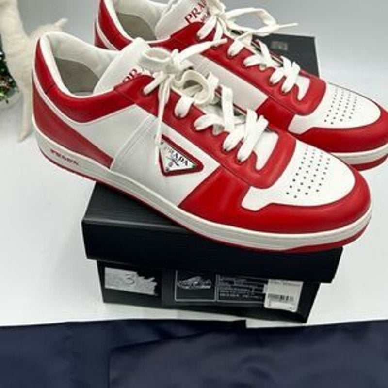 Men’s Prada downtown leather logo sneakers size 12.5 made in Italy