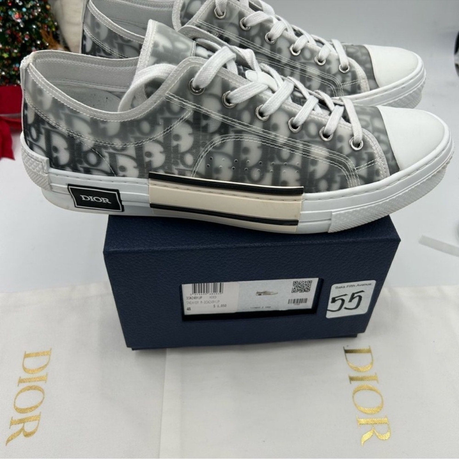 Men's Dior B 23 oblique low top sneakers size 45 made in Italy. PRISTINE