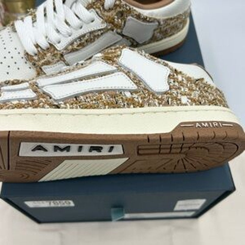 Men's AMIRI BOUCLE SKEL low top leather trimmed sneakers size 44